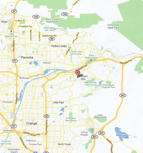 Anaheim Hills Hideaway Location
